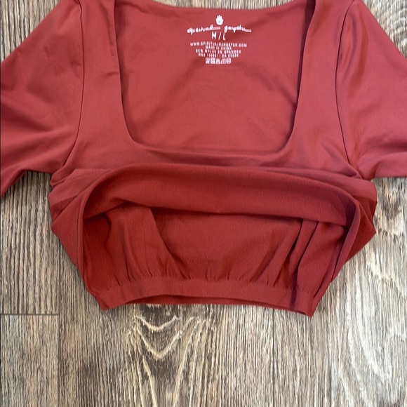 SPIRITUAL GANGSTER Shayla Seamless Long Sleeve in Rosewood Rose Women's Size M/L - Picture 7 of 9